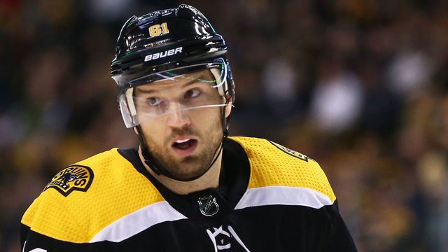 BOSTON, MA - FEBRUARY 27: Rick Nash #61 of the Boston Bruins looks on during the first period of a game against the Carolina Hurricanes at TD Garden on February 27, 2018 in Boston, Massachusetts.