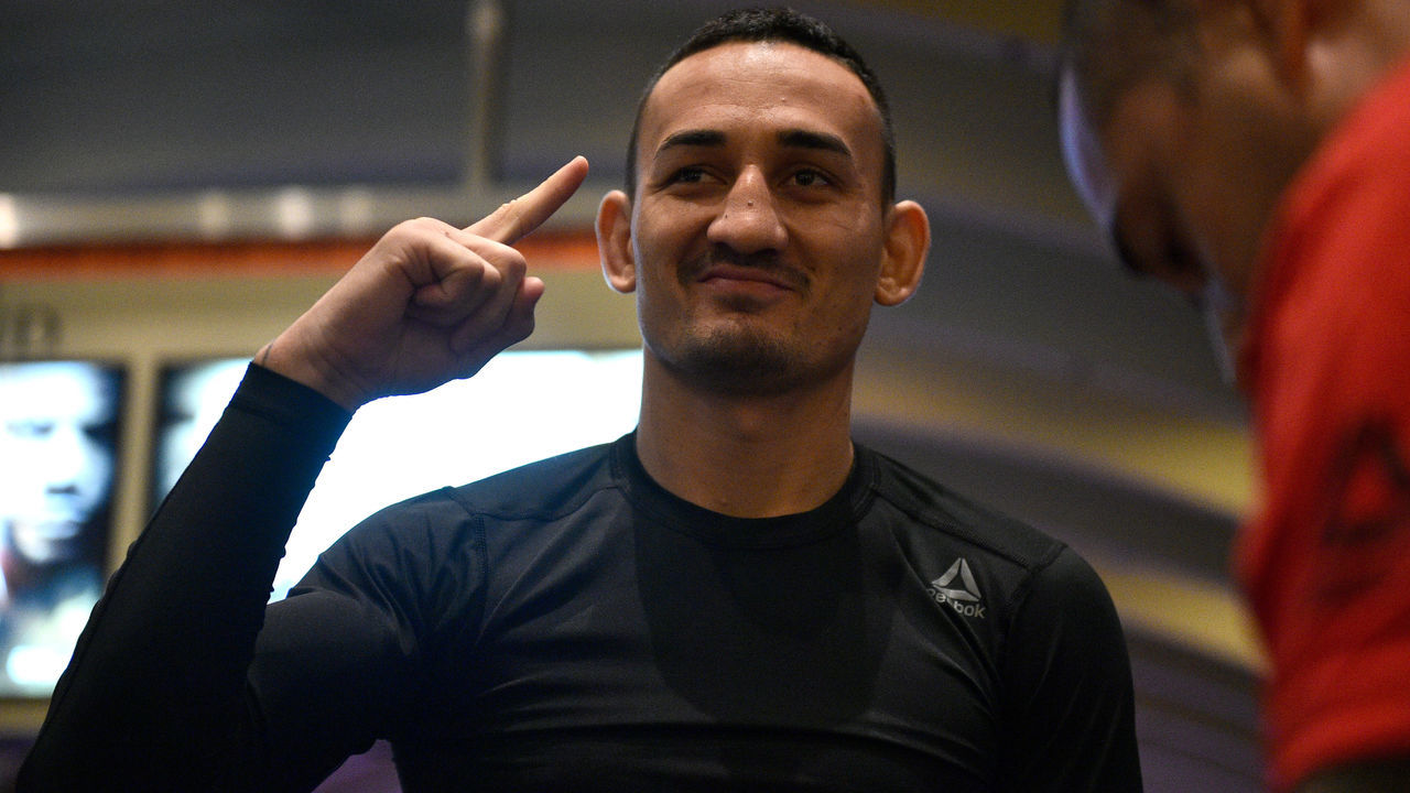 LAS VEGAS, NEVADA - JULY 04: Max Holloway holds an open training session for fans and media during the UFC 226 and The Ultimate Fighter Finale Open Workouts at MGM Grand Hotel & Casino on July 4, 2018 in Las Vegas, Nevada.