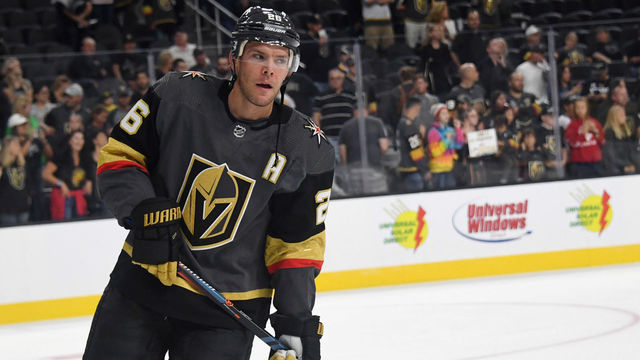 LAS VEGAS, NEVADA - SEPTEMBER 24: Paul Stastny #26 of the Vegas Golden Knights skates during warmups before a preseason game against the Colorado Avalanche at T-Mobile Arena on September 24, 2018 in Las Vegas, Nevada.