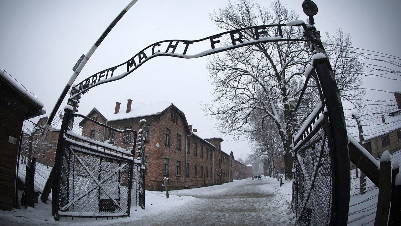 The entrance to the former Nazi concentration camp Auschwitz-Birkenau with the lettering 'Arbeit macht frei' ('Work makes you free') is pictured in Oswiecim, Poland on January 25, 2015, days before the 70th anniversary of the liberation of the camp by Russian forces.