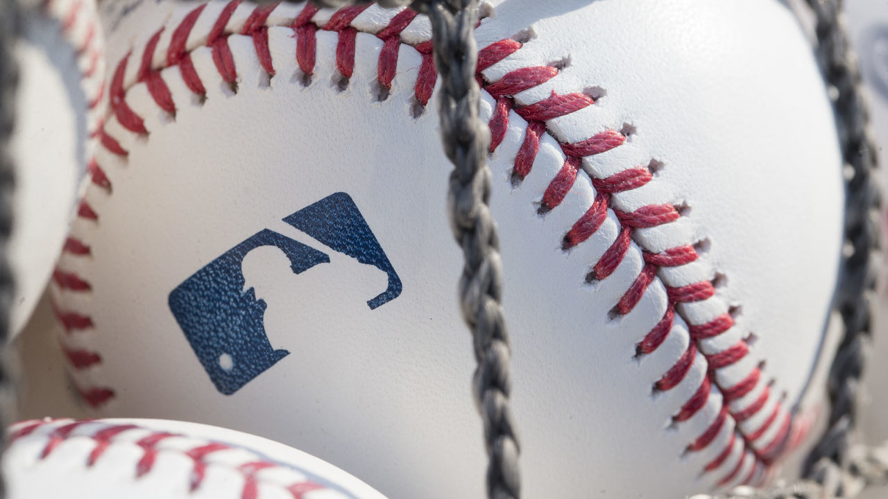 PHILADELPHIA, PA - JUNE 28: A baseball with MLB logo is seen at Citizens Bank Park before a game between the Washington Nationals and Philadelphia Phillies on June 28, 2018 in Philadelphia, Pennsylvania.