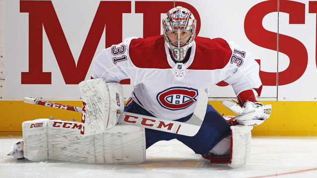 TORONTO, ON - OCTOBER 3: Carey Price #31 of the Montreal Canadiens stretches during the warm-up prior to action against the Toronto Maple Leafs in an NHL game at Scotiabank Arena on October 3, 2018 in Toronto, Ontario, Canada. The Maple Leafs defeated the Canadiens 3-2 in overtime.