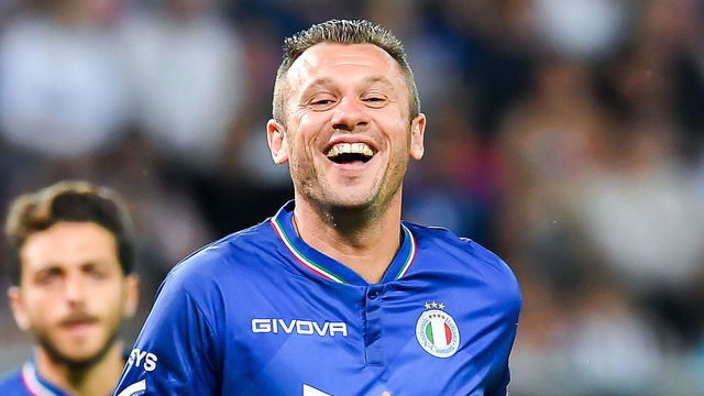 GENOA, ITALY - MAY 30: Former Roma's football player Antonio Cassano during the 'Partita Del Cuore' Charity Match at Stadio Luigi Ferraris on May 30, 2018 in Genoa, Italy.