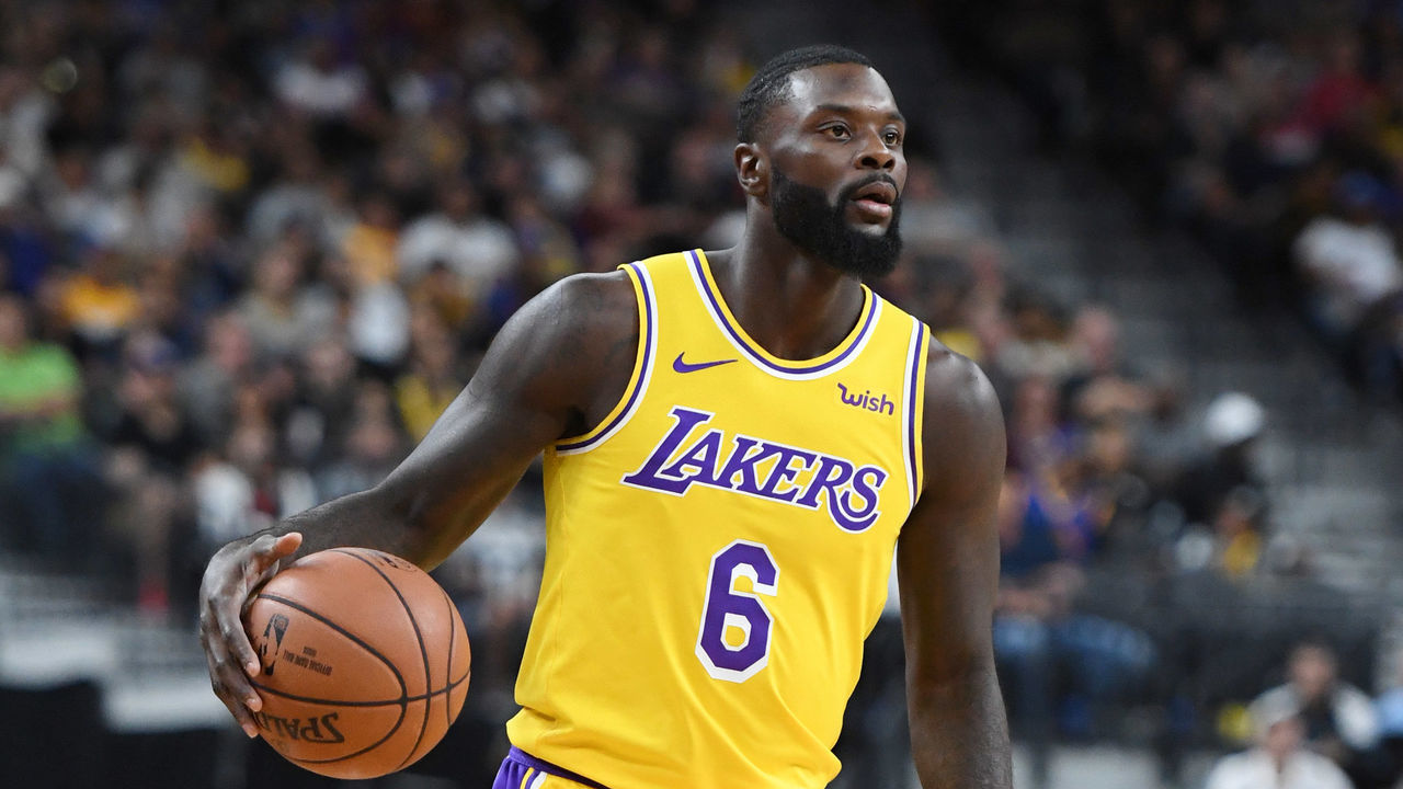LAS VEGAS, NEVADA - OCTOBER 10: Lance Stephenson #6 of the Los Angeles Lakers sets up a play against the Golden State Warriors during their preseason game at T-Mobile Arena on October 10, 2018 in Las Vegas, Nevada. The Lakers defeated the Warriors 123-113.