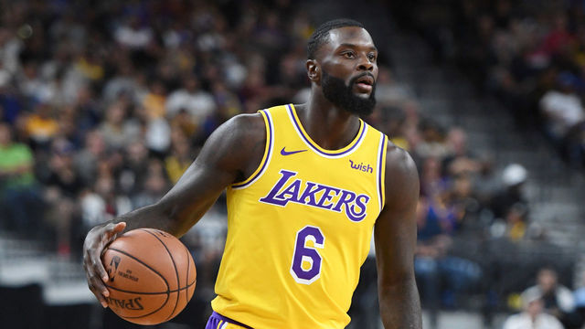 LAS VEGAS, NEVADA - OCTOBER 10: Lance Stephenson #6 of the Los Angeles Lakers sets up a play against the Golden State Warriors during their preseason game at T-Mobile Arena on October 10, 2018 in Las Vegas, Nevada. The Lakers defeated the Warriors 123-113.