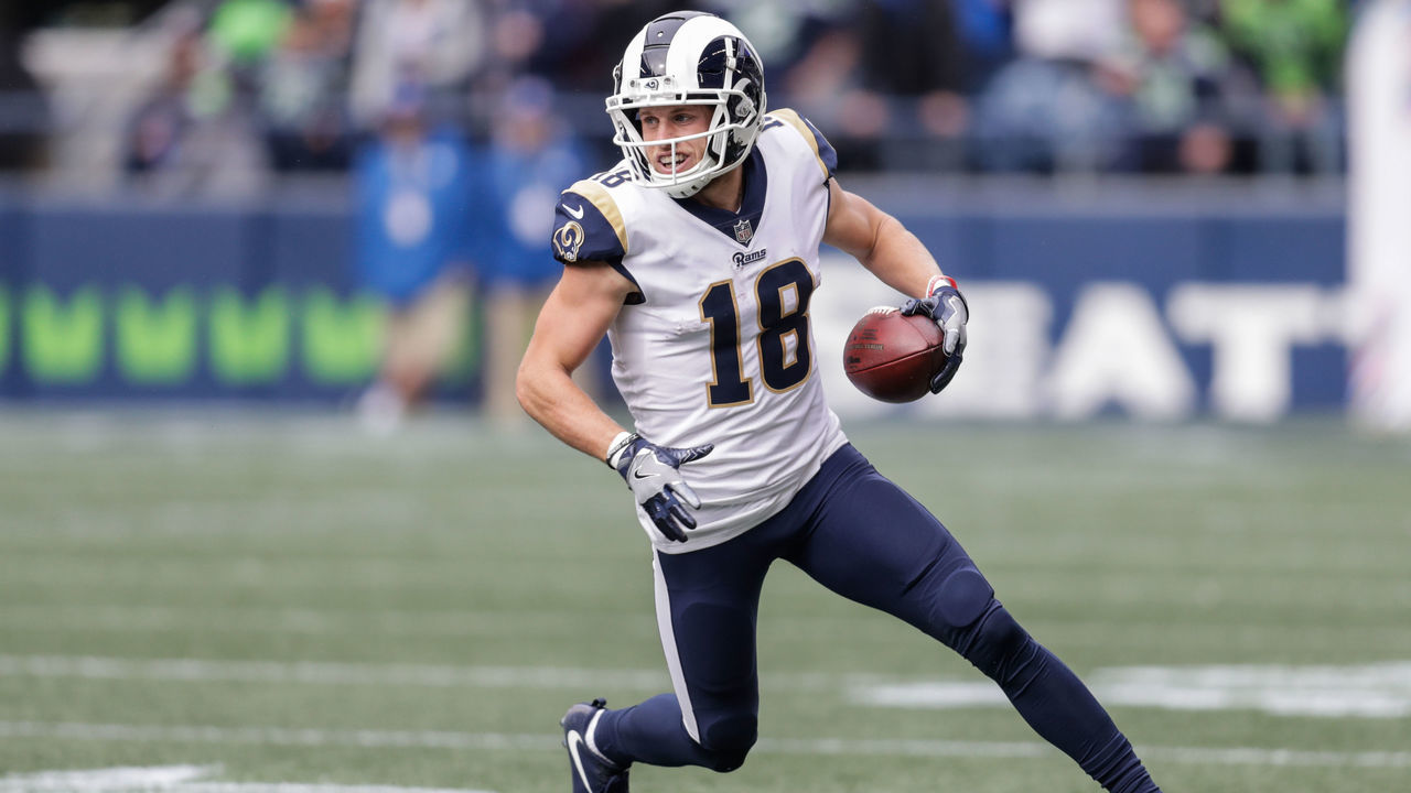 SEATTLE, WA - OCTOBER 07: Wide Receiver Cooper Kupp #18 of the Los Angeles Rams runs after a catch in the second half against the Seattle Seahawks at CenturyLink Field on October 7, 2018 in Seattle, Washington.