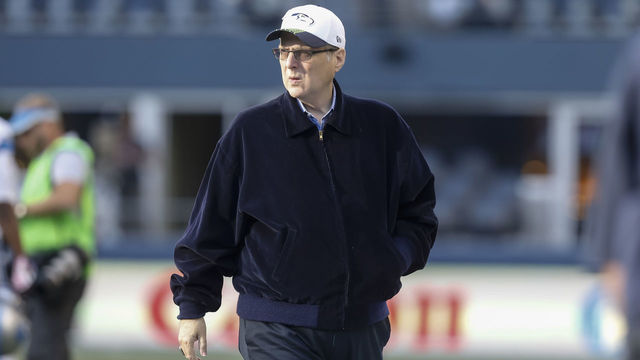 SEATTLE, WA - OCTOBER 5: Seattle Seahawks owner Paul Allen walks across fthe field before a football game between the Detroit Lions and the Seattle Seahawks at CenturyLink Field on October 5, 2015 in Seattle, Washington. The Seahawks won the game 13-10.