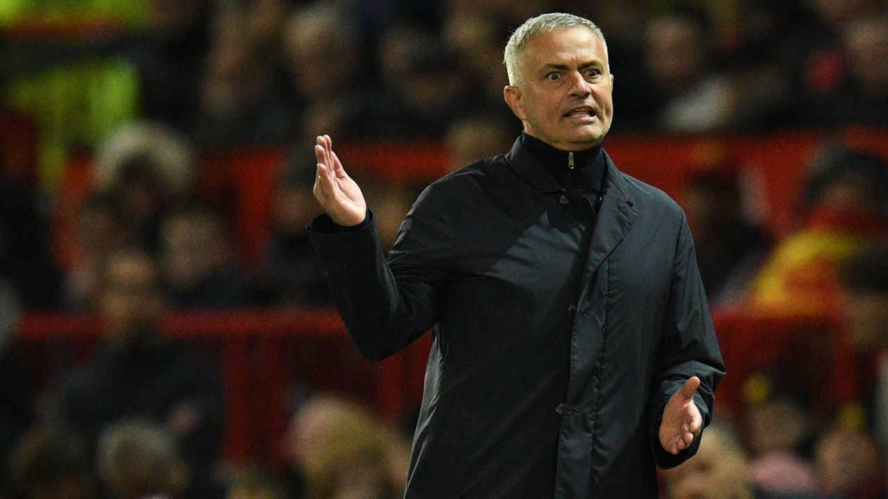 Manchester United's Portuguese manager Jose Mourinho gestures during the English Premier League football match between Manchester United and Newcastle at Old Trafford in Manchester, north west England, on October 6, 2018.