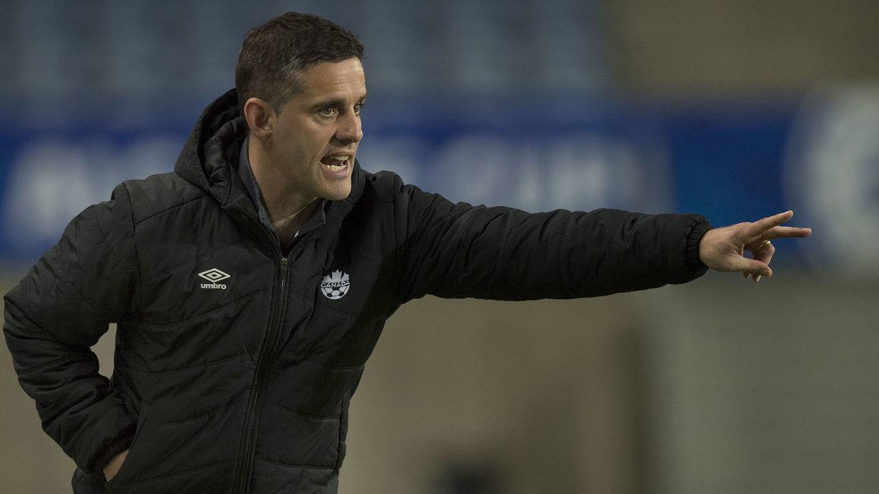 FARO, PORTUGAL - MARCH 06: Canada Head Coach John Herdman during the Group B 2017 Algarve Cup match between Portugal and Canada at the Estadio Algarve on March 06, 2017 in Faro, Portugal.