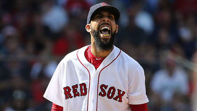 BOSTON, MA - AUGUST 23: David Price #24 of the Boston Red Sox reacts after pitching against the Cleveland Indians in the eighth inning at Fenway Park on August 23, 2018 in Boston, Massachusetts.