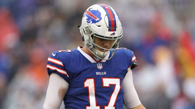 BALTIMORE, MD - SEPTEMBER 9: Josh Allen #17 of the Buffalo Bills walks off the field in the fourth quarter against the Baltimore Ravens at M&T Bank Stadium on September 9, 2018 in Baltimore, Maryland.