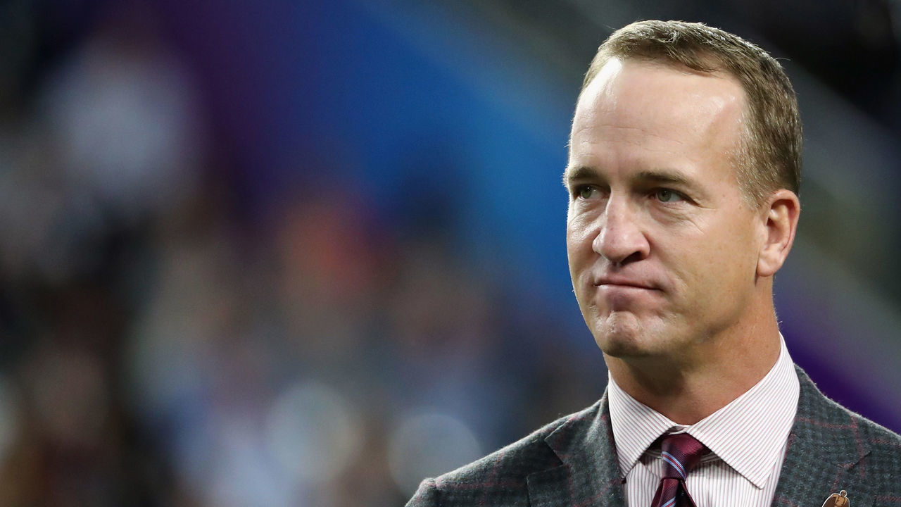 MINNEAPOLIS, MN - FEBRUARY 04: Former quarterback Peyton Manning looks on prior to Super Bowl LII between the Philadelphia Eagles and the New England Patriots at U.S. Bank Stadium on February 4, 2018 in Minneapolis, Minnesota.