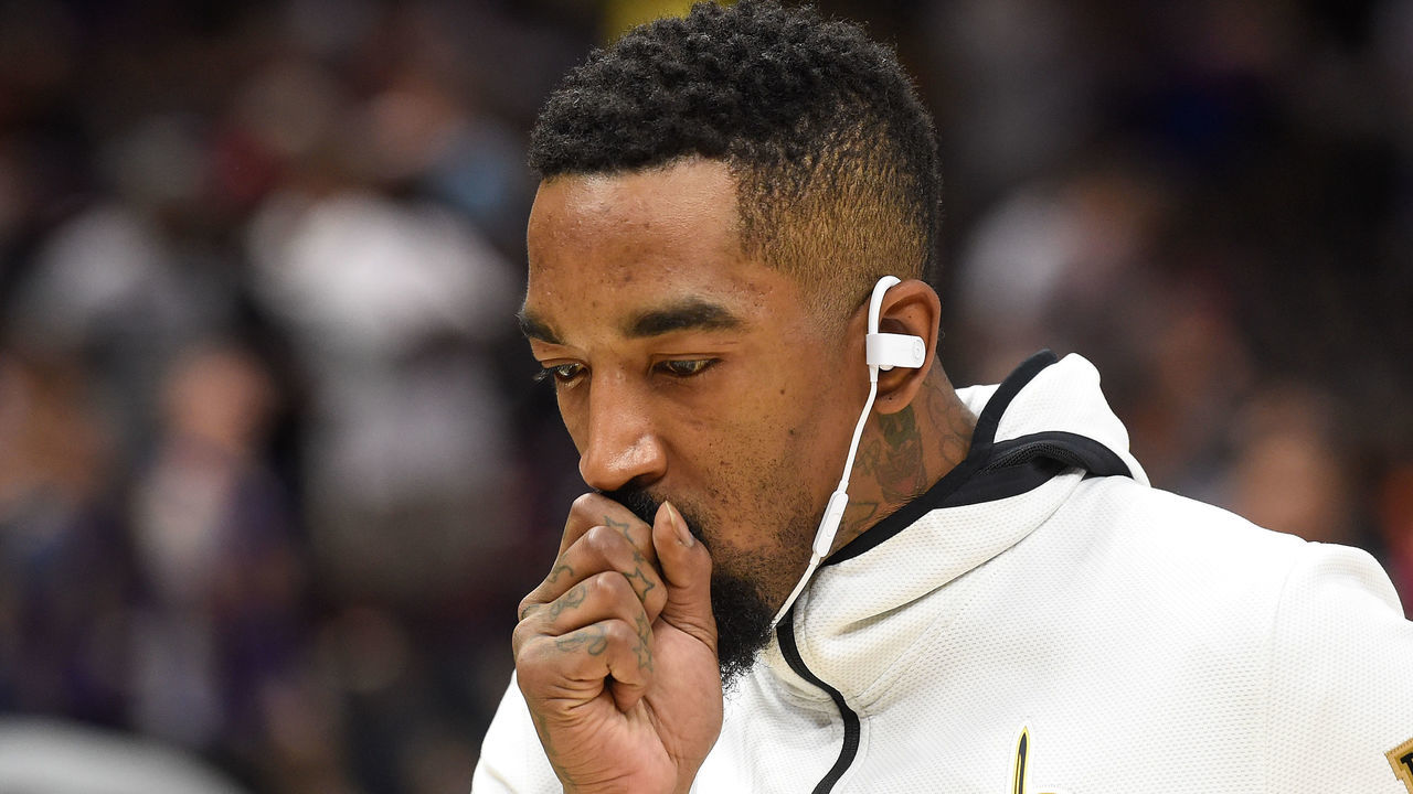 CLEVELAND, OH - JUNE 08: JR Smith #5 of the Cleveland Cavaliers warms up prior to Game Four of the 2018 NBA Finals against the Golden State Warriors at Quicken Loans Arena on June 8, 2018 in Cleveland, Ohio.