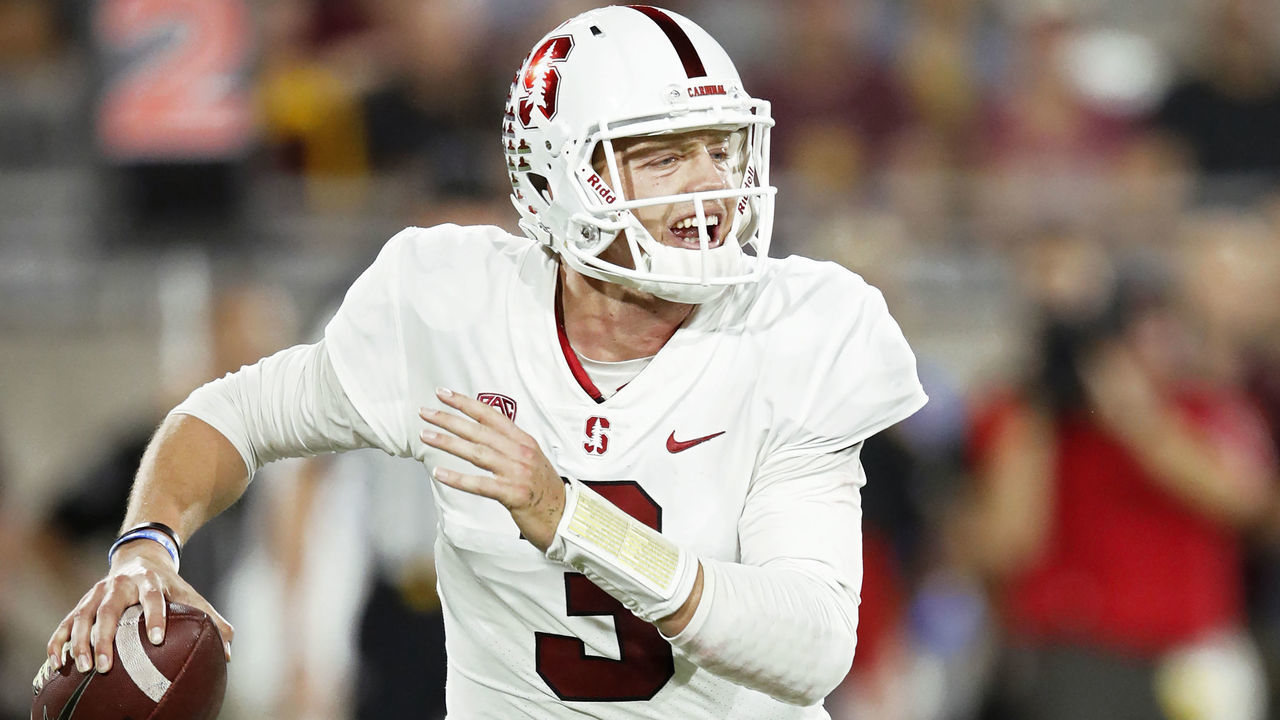 TEMPE, AZ - OCTOBER 18: K.J. Costello #3 of the Stanford Cardinal looks to pass against the Arizona State Sun Devils in the first quarter of the game at Sun Devil Stadium on October 18, 2018 in Tempe, Arizona.