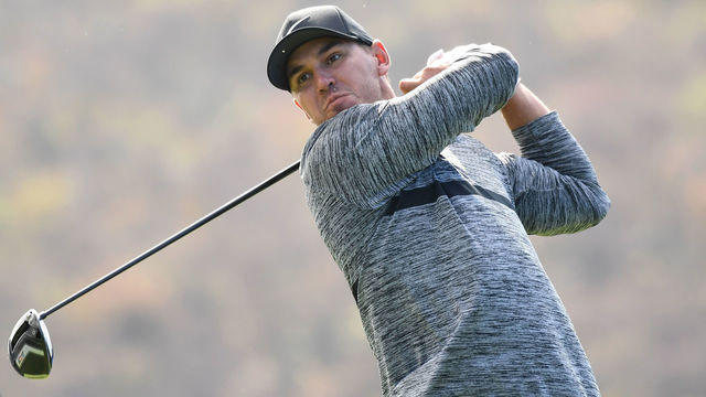 Brooks Koepka of the US tees off on the sixteenth hole during the second round of the CJ Cup golf tournament at Nine Bridges golf club in Jeju Island on October 19, 2018.