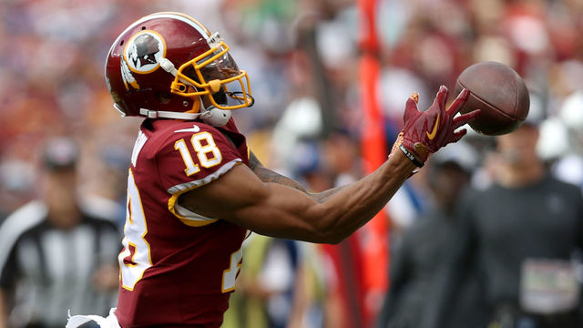 LANDOVER, MD - SEPTEMBER 16: Josh Doctson #18 of the Washington Redskins drops a first half pass against the Indianapolis Colts at FedExField on September 16, 2018 in Landover, Maryland.