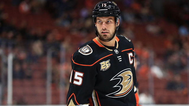 ANAHEIM, CA - SEPTEMBER 24: Ryan Getzlaf #15 of the Anaheim Ducks looks on during the first period of an NHL preseason game against the Arizona Coyotes at Honda Center on September 24, 2018 in Anaheim, California.