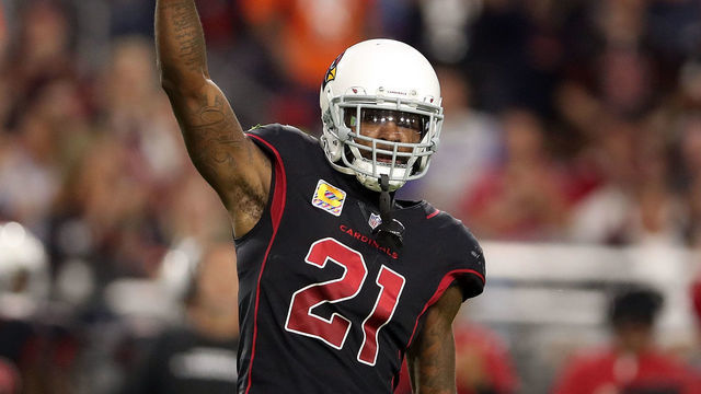 GLENDALE, AZ - OCTOBER 18: Cornerback Patrick Peterson #21 of the Arizona Cardinals reacts after a defensive stop during the first quarter against the Denver Broncos at State Farm Stadium on October 18, 2018 in Glendale, Arizona.