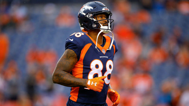 DENVER, CO - OCTOBER 1: Wide receiver Demaryius Thomas #88 of the Denver Broncos stands on the field as he warms up before a game against the Kansas City Chiefs at Broncos Stadium at Mile High on October 1, 2018 in Denver, Colorado.