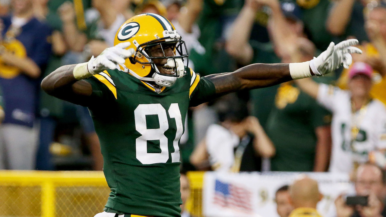 GREEN BAY, WI - SEPTEMBER 24: Geronimo Allison #81 of the Green Bay Packers celebrates in overtime against the Cincinnati Bengals at Lambeau Field on September 24, 2017 in Green Bay, Wisconsin.