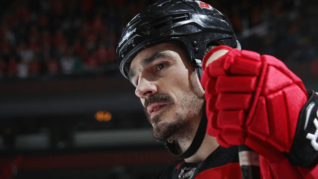 NEWARK, NEW JERSEY - OCTOBER 18: Brian Boyle #11 of the New Jersey Devils watches the first period action from the bench against the Colorado Avalanche at the Prudential Center on October 18, 2018 in Newark, New Jersey.