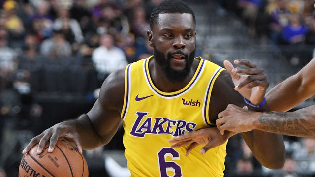 LAS VEGAS, NEVADA - OCTOBER 10: Lance Stephenson #6 of the Los Angeles Lakers is guarded by Jacob Evans III #10 of the Golden State Warriors during their preseason game at T-Mobile Arena on October 10, 2018 in Las Vegas, Nevada. The Lakers defeated the Warriors 123-113.