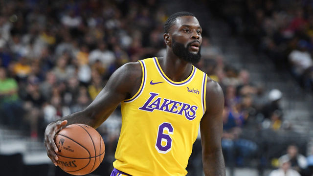 LAS VEGAS, NEVADA - OCTOBER 10: Lance Stephenson #6 of the Los Angeles Lakers sets up a play against the Golden State Warriors during their preseason game at T-Mobile Arena on October 10, 2018 in Las Vegas, Nevada. The Lakers defeated the Warriors 123-113.