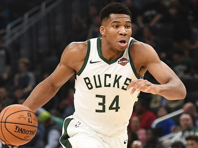 MILWAUKEE, WI - OCTOBER 22: Giannis Antetokounmpo #34 of the Milwaukee Bucks handles the ball during a game against the New York Knicks at the Fiserv Forum on October 22, 2018 in Milwaukee, Wisconsin.