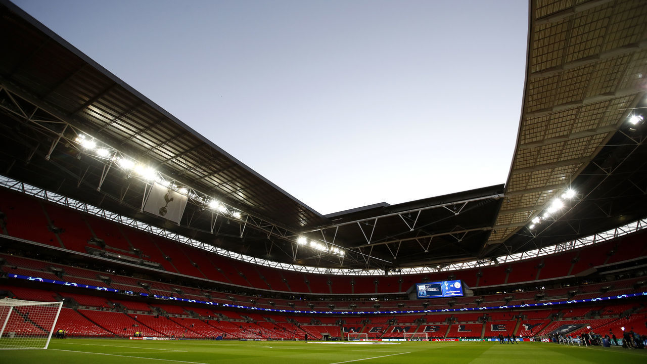 LONDON, ENGLAND - OCTOBER 03: General view inside the stadium prior to the Group B match of the UEFA Champions League between Tottenham Hotspur and FC Barcelona at Wembley Stadium on October 3, 2018 in London, United Kingdom.