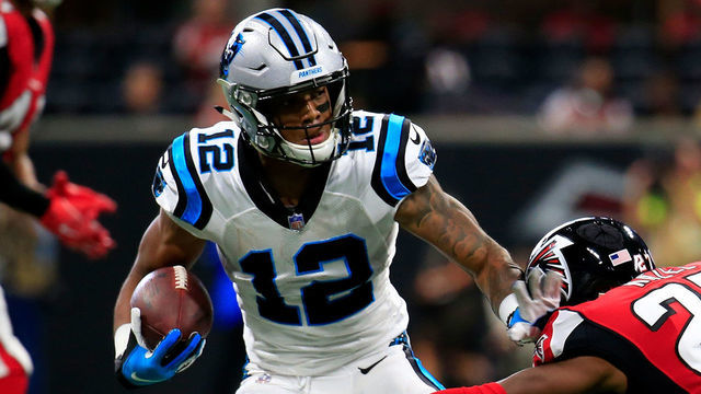 ATLANTA, GA - SEPTEMBER 16: DJ Moore #12 of the Carolina Panthers runs after a catch during the first half against the Atlanta Falcons at Mercedes-Benz Stadium on September 16, 2018 in Atlanta, Georgia.