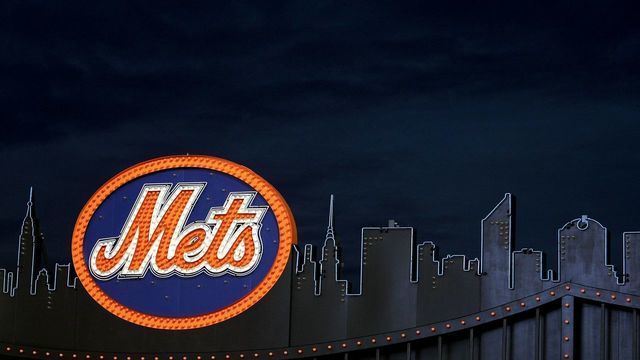 FLUSHING, NY - APRIL 13: A Mets logo inside the ground is seen on opening day at Citi Field on April 13, 2009 in the Flushing neighborhood of the Queens borough of New York City. This is the first regular season MLB game being played at the new venue which replaced Shea Stadium as the Mets home field.