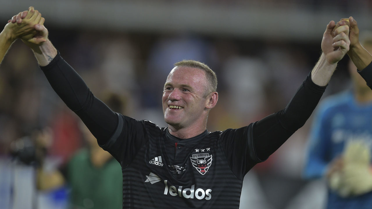Wayne Rooney of DC United celebrates after the DC United vs the Vancouver Whitecaps FC match in Washington DC on July 14, 2018.