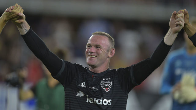 Wayne Rooney of DC United celebrates after the DC United vs the Vancouver Whitecaps FC match in Washington DC on July 14, 2018.