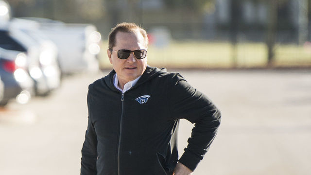 FT. MYERS, FL - FEBRUARY 26: Agent Scott Boras arrives with J.D. Martinez #28 of the Boston Red Sox arrives before a press conference announcing his signing on February 26, 2018 at jetBlue Park at Fenway South in Fort Myers, Florida .