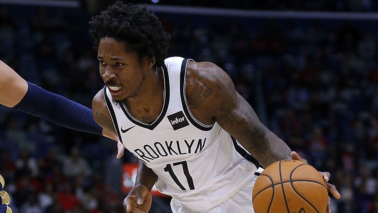 NEW ORLEANS, LA - OCTOBER 26: Ed Davis #17 of the Brooklyn Nets drives against Nikola Mirotic #3 of the New Orleans Pelicans during the first half at the Smoothie King Center on October 26, 2018 in New Orleans, Louisiana.