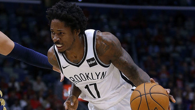 NEW ORLEANS, LA - OCTOBER 26: Ed Davis #17 of the Brooklyn Nets drives against Nikola Mirotic #3 of the New Orleans Pelicans during the first half at the Smoothie King Center on October 26, 2018 in New Orleans, Louisiana.