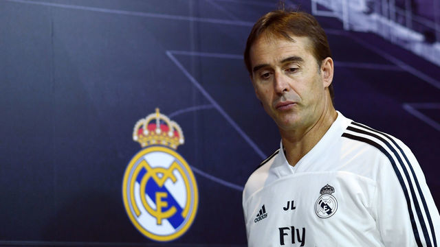 Real Madrid's Spanish coach Julen Lopetegui holds a press conference at the Ciudad Real Madrid training facilities in Madrid's suburb of Valdebebas, on October 27, 2018 on the eve of the Spanish League 'Clasico' football match Real Madrid CF vs FC Barcelona.