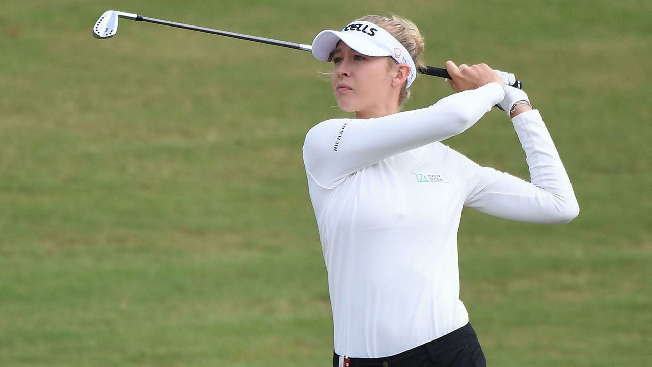 SHANGHAI, CHINA - OCTOBER 21: Nelly Korda of the United States plays a shot the final round of the Buick LPGA Shanghai 2018 at Shanghai Qizhong Garden Golf Club on October 21, 2018 in Shanghai, China.