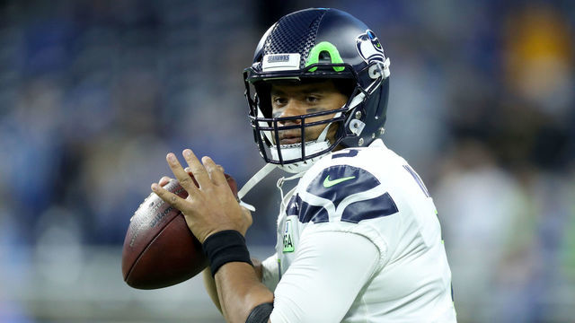 DETROIT, MI - OCTOBER 28: Quarterback Russell Wilson #3 of the Seattle Seahawks warms up prior to the start of the game against the Detroit Lions at Ford Field on October 28, 2018 in Detroit, Michigan.