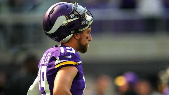 MINNEAPOLIS, MN - SEPTEMBER 23: Adam Thielen #19 of the Minnesota Vikings on the field during warmups before the game against the Buffalo Bills at U.S. Bank Stadium on September 23, 2018 in Minneapolis, Minnesota.