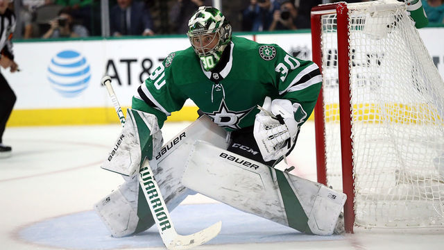DALLAS, TX - OCTOBER 04: Ben Bishop #30 of the Dallas Stars at American Airlines Center on October 4, 2018 in Dallas, Texas.