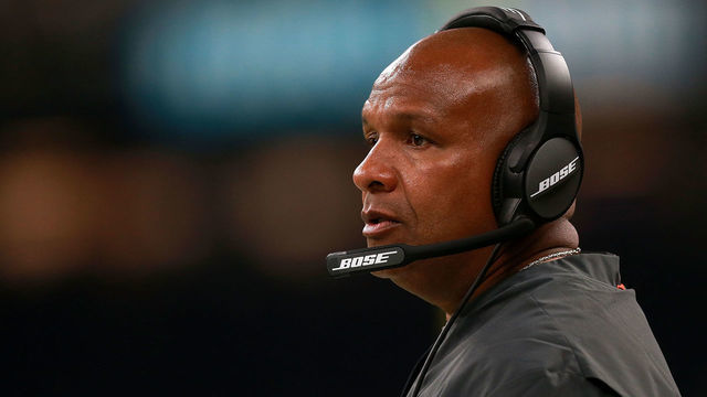 NEW ORLEANS, LA - SEPTEMBER 16: Head coach Hue Jackson of the Cleveland Browns looks on during a game against the New Orleans Saints at Mercedes-Benz Superdome on September 16, 2018 in New Orleans, Louisiana.