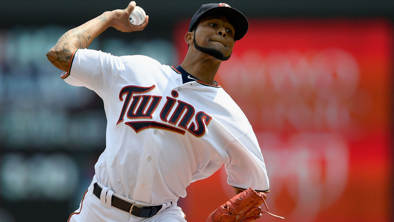 MINNEAPOLIS, MN - AUGUST 05: Ervin Santana #54 of the Minnesota Twins delivers a pitch against the Kansas City Royals during the first inning of the game on August 5, 2018 at Target Field in Minneapolis, Minnesota.