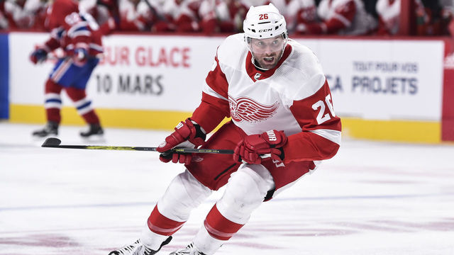 MONTREAL, QC - OCTOBER 15: Thomas Vanek #26 of the Detroit Red Wings skates against the Montreal Canadiens during the NHL game at the Bell Centre on October 15, 2018 in Montreal, Quebec, Canada. The Montreal Canadiens defeated the Detroit Red Wings 7-3.