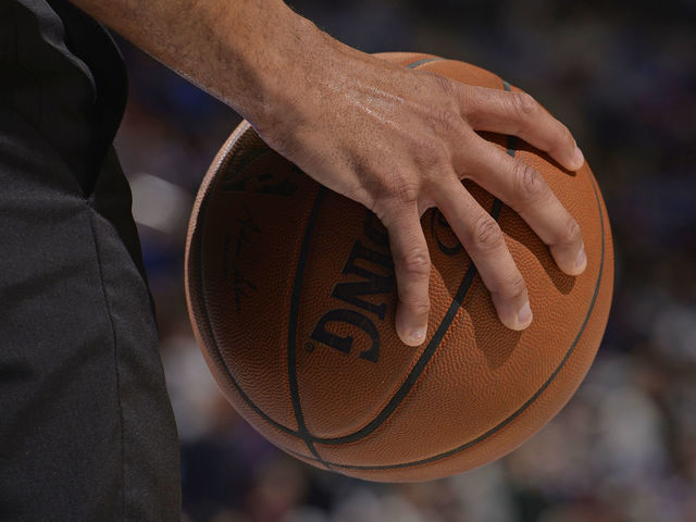 PHILADELPHIA, PA - APRIL 11: A generic basketball photo of a referee holding the Official @NBA Spalding basketball during the Milwaukee Bucks game against the Philadelphia 76ers on April 11, 2018 in Philadelphia, Pennsylvania NOTE TO USER: User expressly acknowledges and agrees that, by downloading and/or using this Photograph, user is consenting to the terms and conditions of the Getty Images License Agreement. Mandatory Copyright Notice: Copyright 2018 NBAE