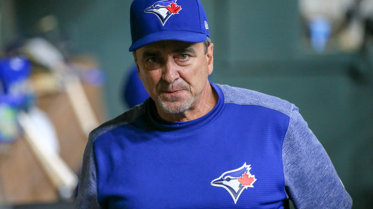 HOUSTON, TX - JUNE 25: Toronto Blue Jays hitting coach Brook Jacoby (17) is in the dugout during the baseball game between the Toronto Blue Jays and Houston Astros on June 25, 2018 at Minute Maid Park in Houston, Texas.