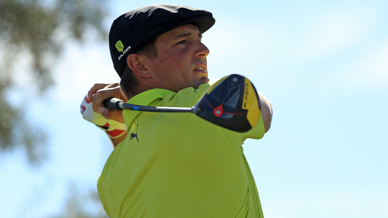 LAS VEGAS, NV - NOVEMBER 03: Bryson DeChambeau hits a tee shot on the 9th hole during the third round of the Shriners Hospitals for Children Open at TPC Summerlin on November 3, 2018 in Las Vegas, Nevada.