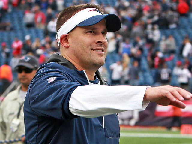 FOXBOROUGH, MA - SEPTEMBER 9: New England Patriots offensive coordinator Josh McDaniels waves to someone in the stands as he leaves the field following New England's victory. The New England Patriots host the Houston Texans in their NFL season-opening game at Gillette Stadium in Foxborough, MA on Sep. 9, 2018.