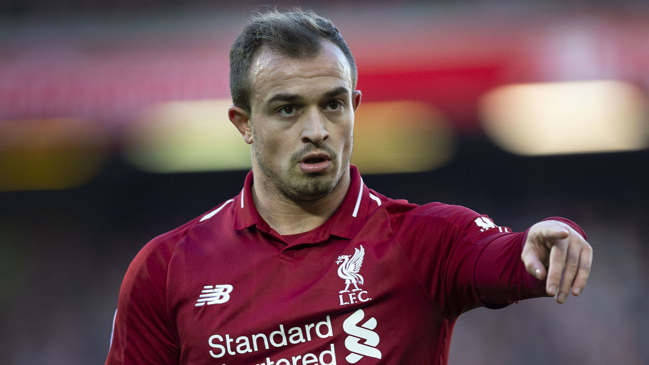 LIVERPOOL, ENGLAND - OCTOBER 27: Xherdan Shaqiri of Liverpool during the Premier League match between Liverpool FC and Cardiff City at Anfield on October 27, 2018 in Liverpool, United Kingdom.