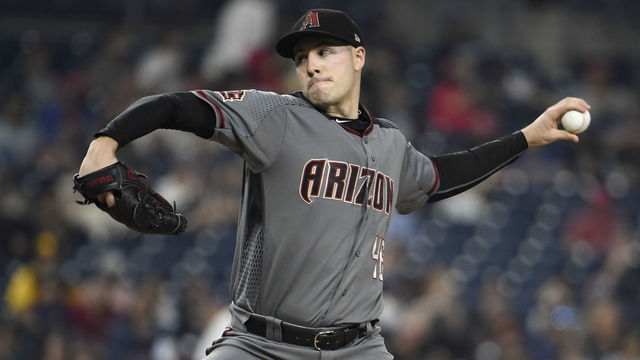 SAN DIEGO, CA - SEPTEMBER 28: Patrick Corbin #46 of the Arizona Diamondbacks pitches during the first inning of a baseball game against the San Diego Padres at PETCO Park on September 28, 2018 in San Diego, California.
